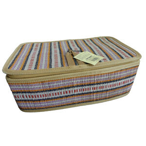 Pier 1 Mendong Shoe Box Zippered‎ Woven Rattan Collapsible NWT Vintage RARE